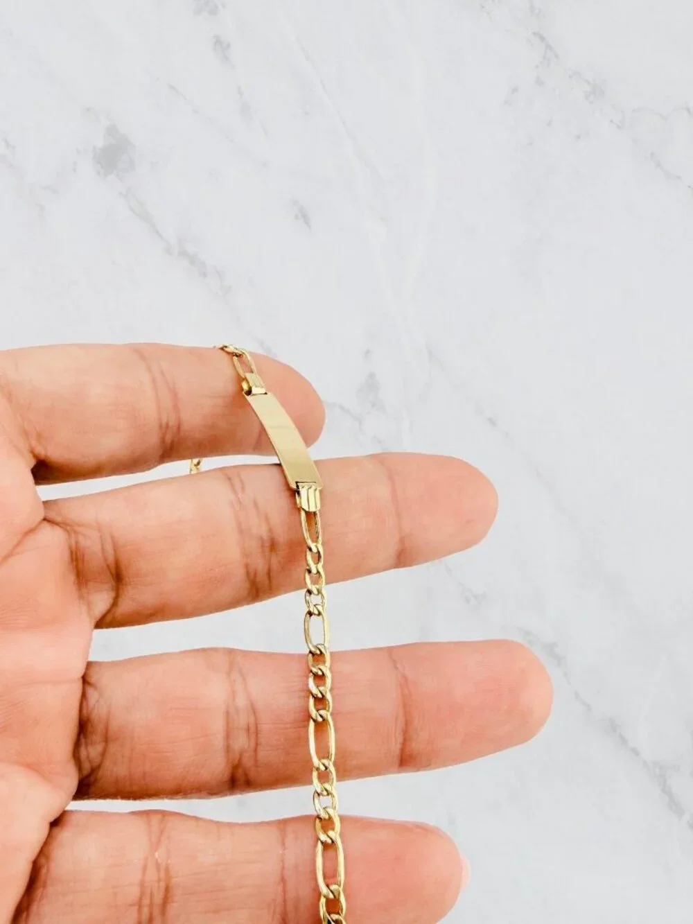 ✦ Real 14K Gold ID Bracelet ✦ Baby / Kids boy Girl Bracelet figaro 6